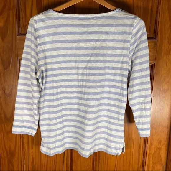 LRL Jeans 100% Cotton Striped Top with Shoestring Neckline - Picture 6 of 6